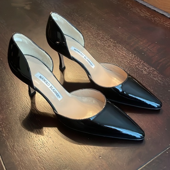 🔥 Manola Blahnik Patent Leather D'Orsay Pumps Heels (Authentic)~ Size 36 1/2 🔥 - Picture 6 of 15